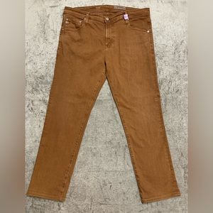 AG Adriano Goldschmidt Jeans Mens 38x28 Brown Tellis Modern Slim Aged Denim